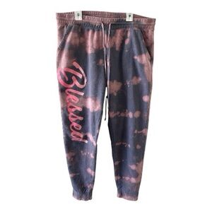 ✨ Custom Bleach Dyed “Blessed” Jogger Sweatpants – Home Free – Women’s Size L